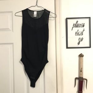 Mesh/cotton Black Body Suit